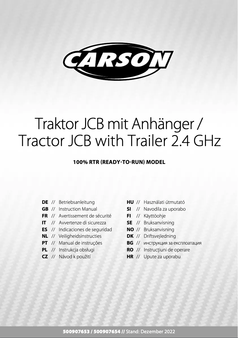 Page 1 de la notice Manuel utilisateur Carson Traktor JCB