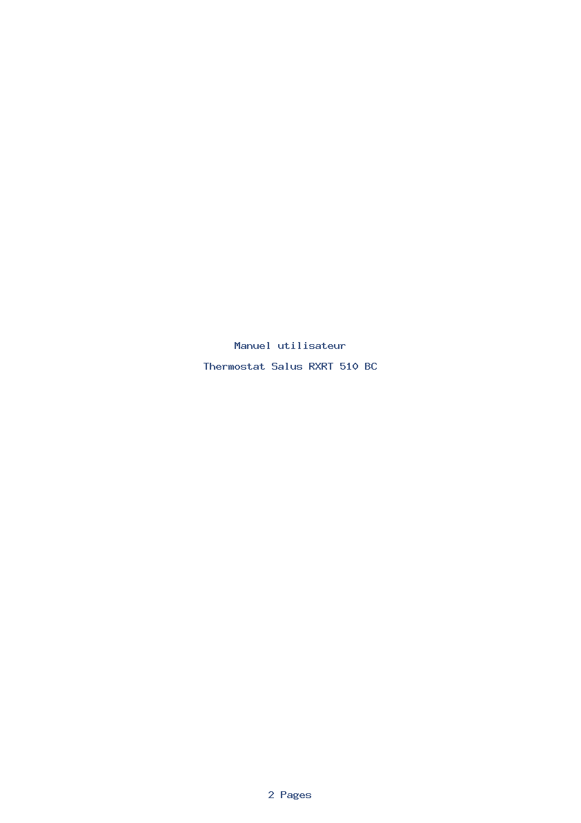 Page 1 de la notice Manuel utilisateur Salus RXRT 510 BC