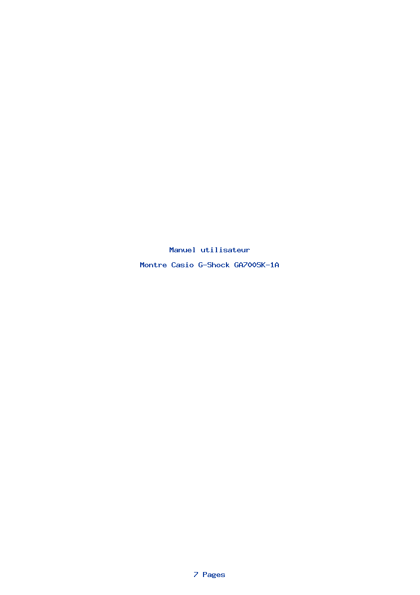 Page 1 de la notice Manuel utilisateur Casio G-Shock GA700SK-1A