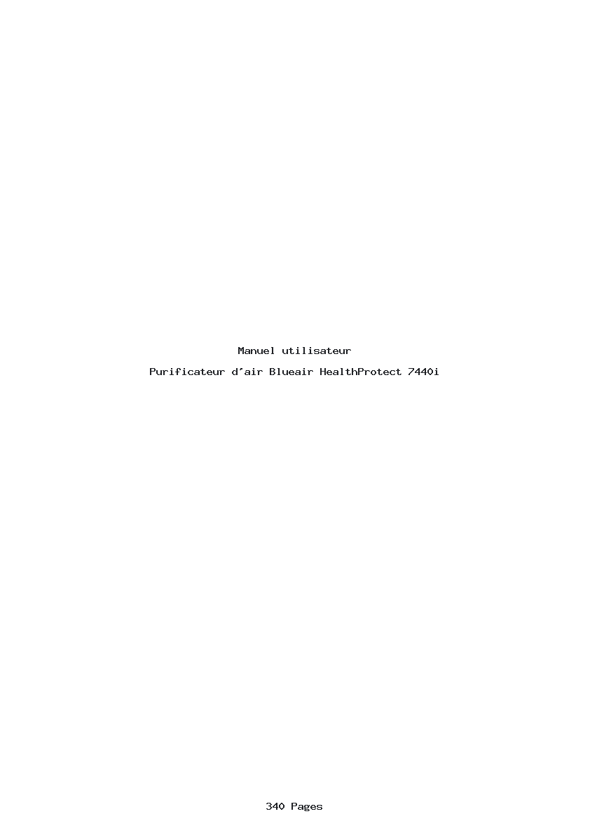 Page 1 de la notice Manuel utilisateur Blueair HealthProtect 7440i