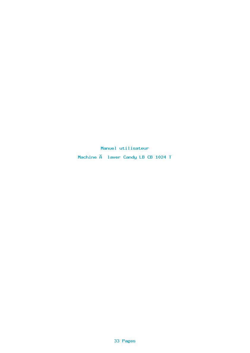 Page 1 de la notice Manuel utilisateur Candy LB CB 1024 T