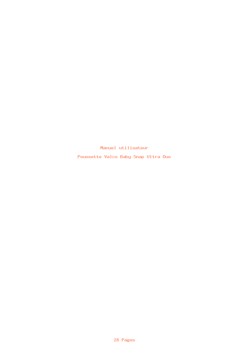 Page 1 de la notice Manuel utilisateur Valco Baby Snap Ultra Duo