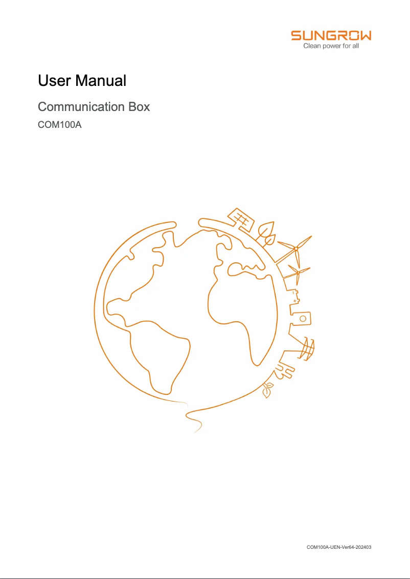Página 1 del manual Manual de usuario Sungrow COM100E