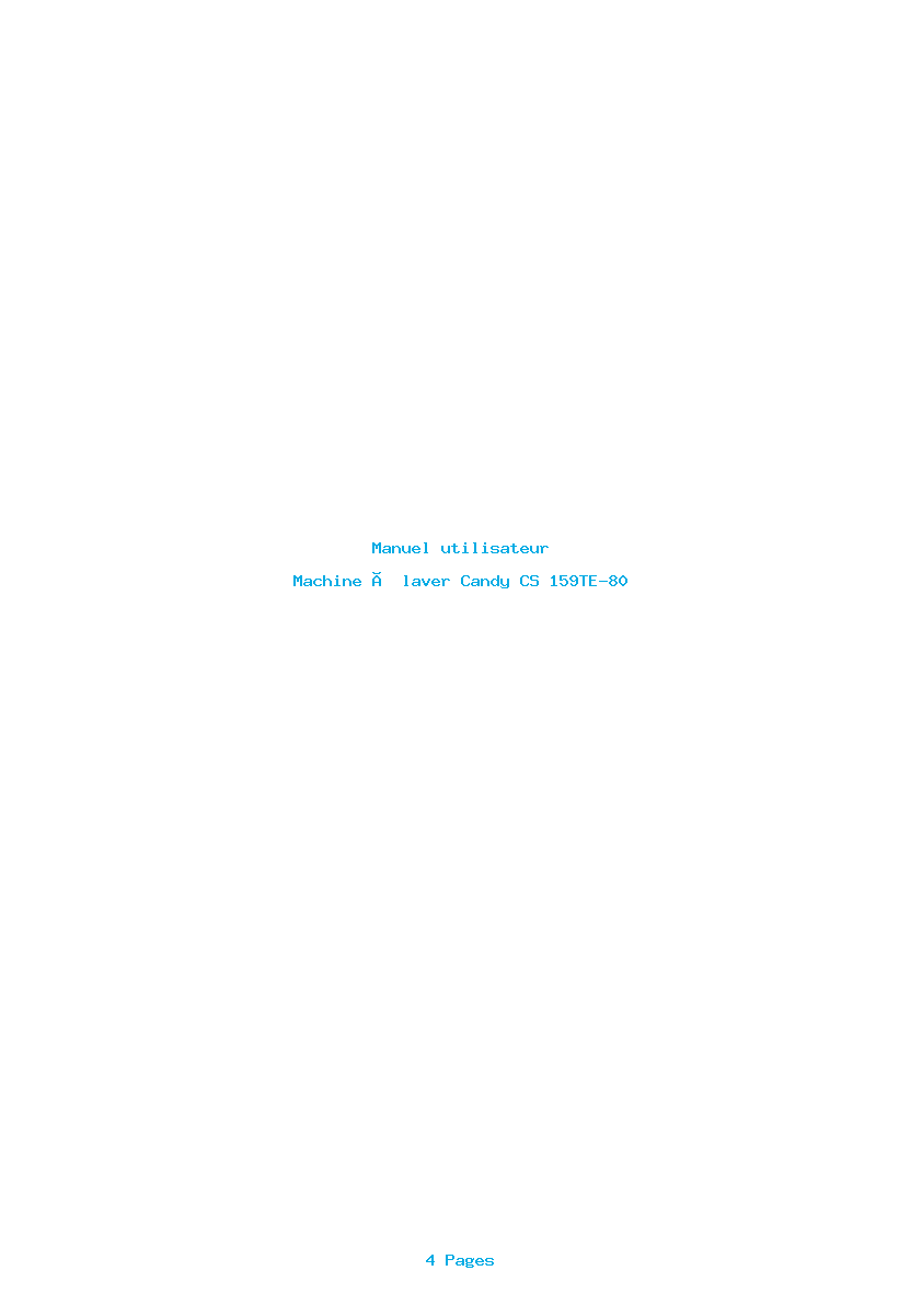 Page 1 de la notice Manuel utilisateur Candy CS 159TE-80