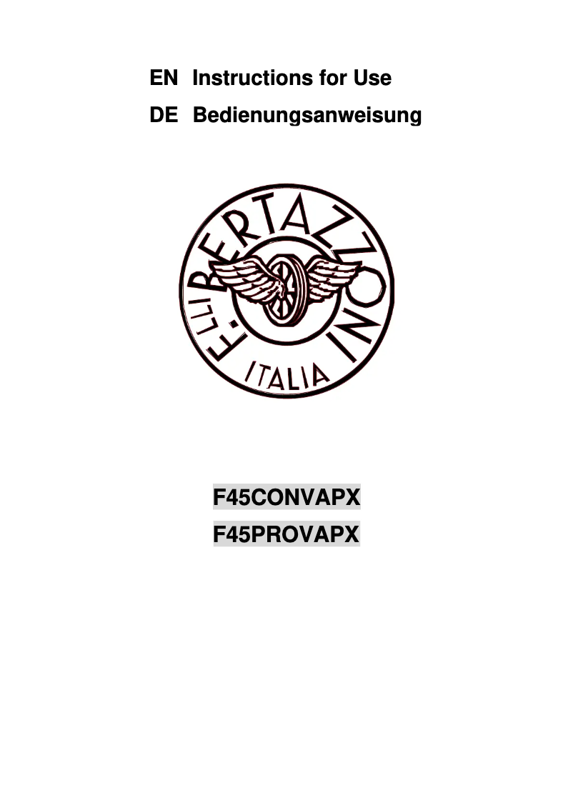 Page 1 de la notice Manuel utilisateur Bertazzoni F45 CON VAP X