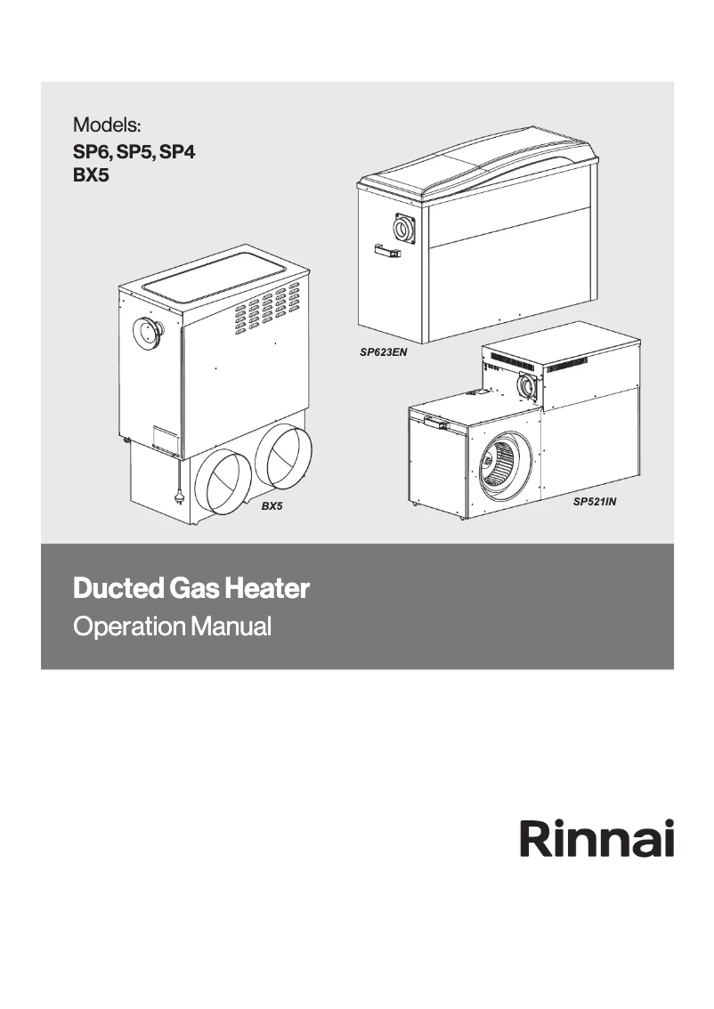 Page 1 of the manual User Manual Rinnai SP6 Series RSP623IN