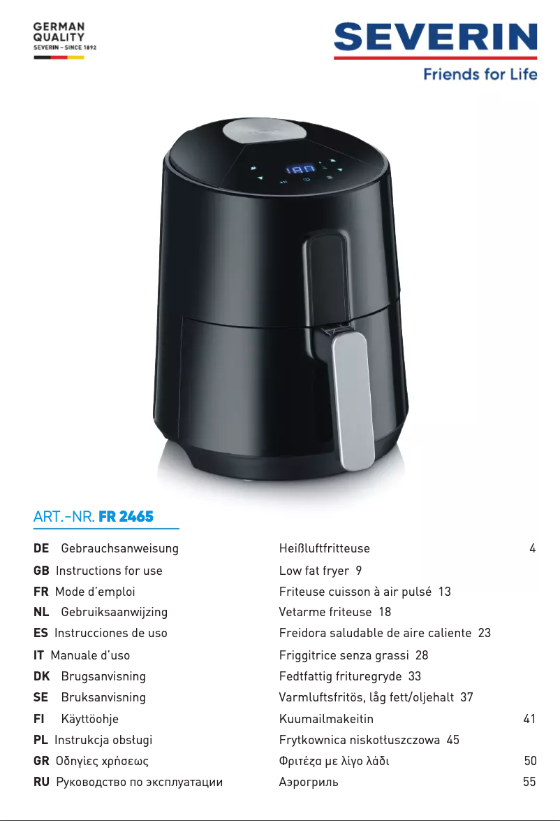 Page 1 de la notice Manuel utilisateur Severin FR 2465