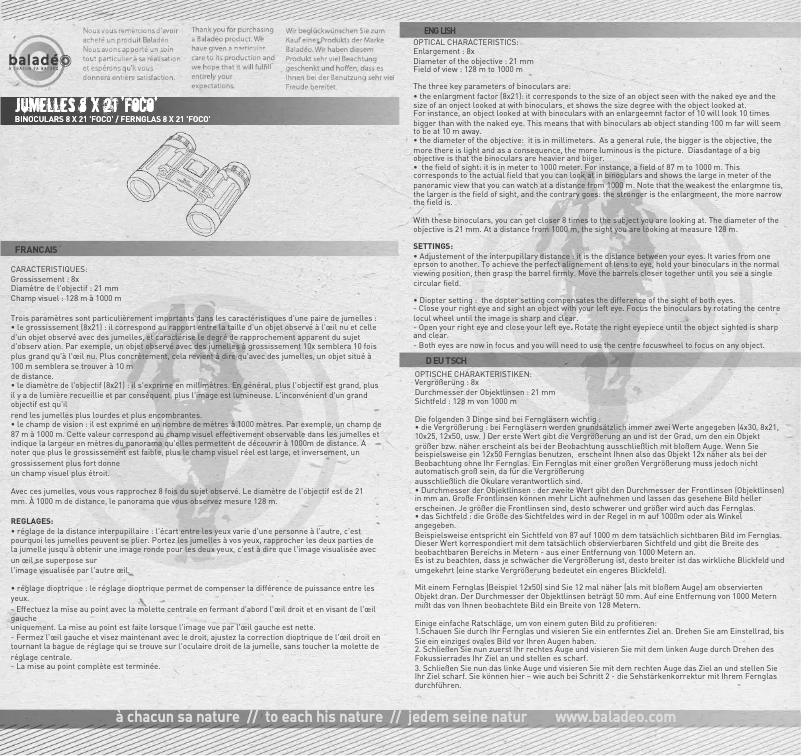 Page 1 de la notice Manuel utilisateur Baladéo PLR001