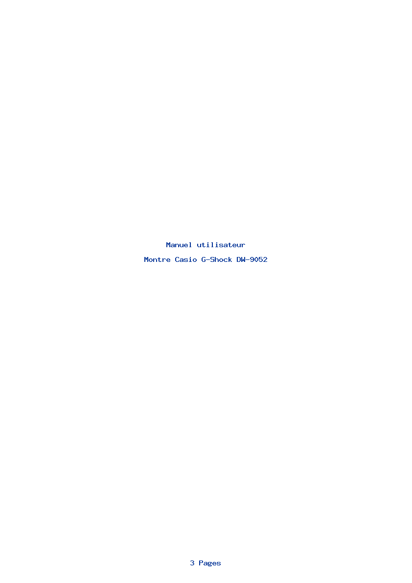 Page 1 de la notice Manuel utilisateur Casio G-Shock DW-9052