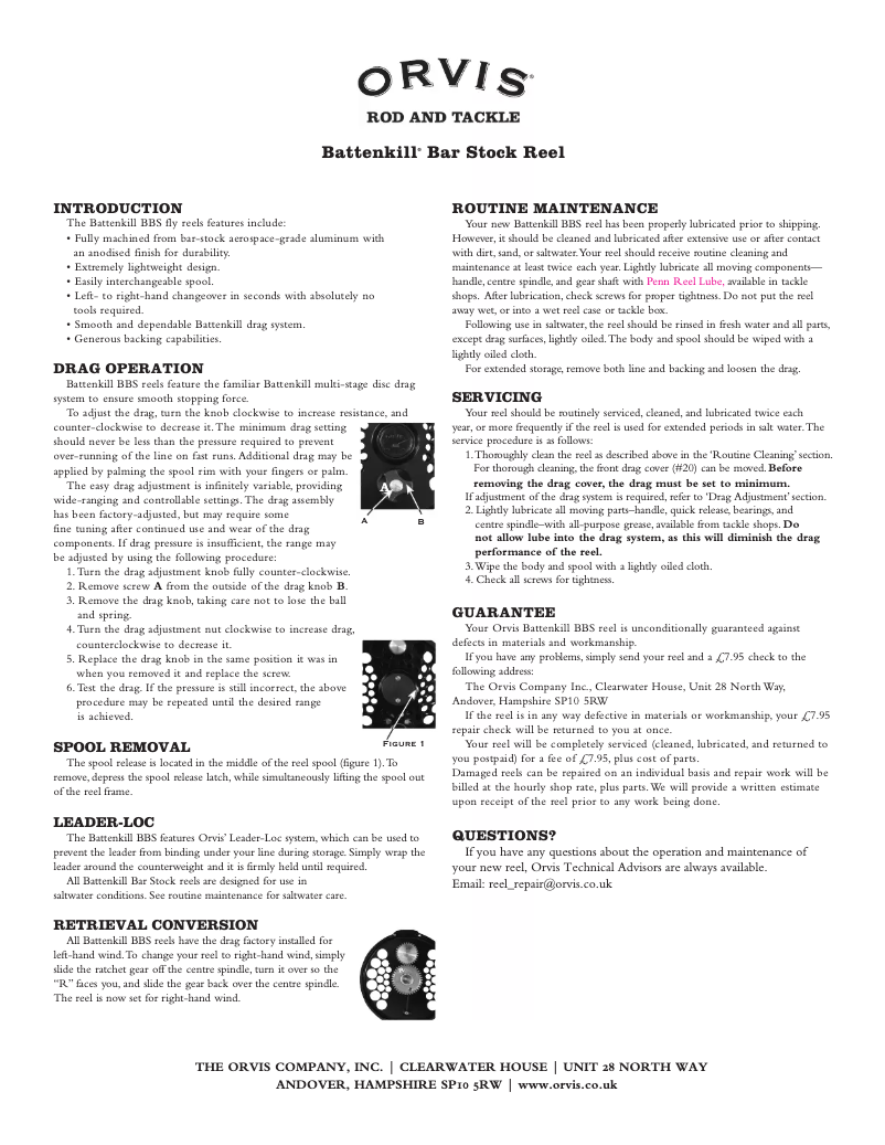 Page 1 de la notice Manuel utilisateur Orvis Battenkill Bar Stock I