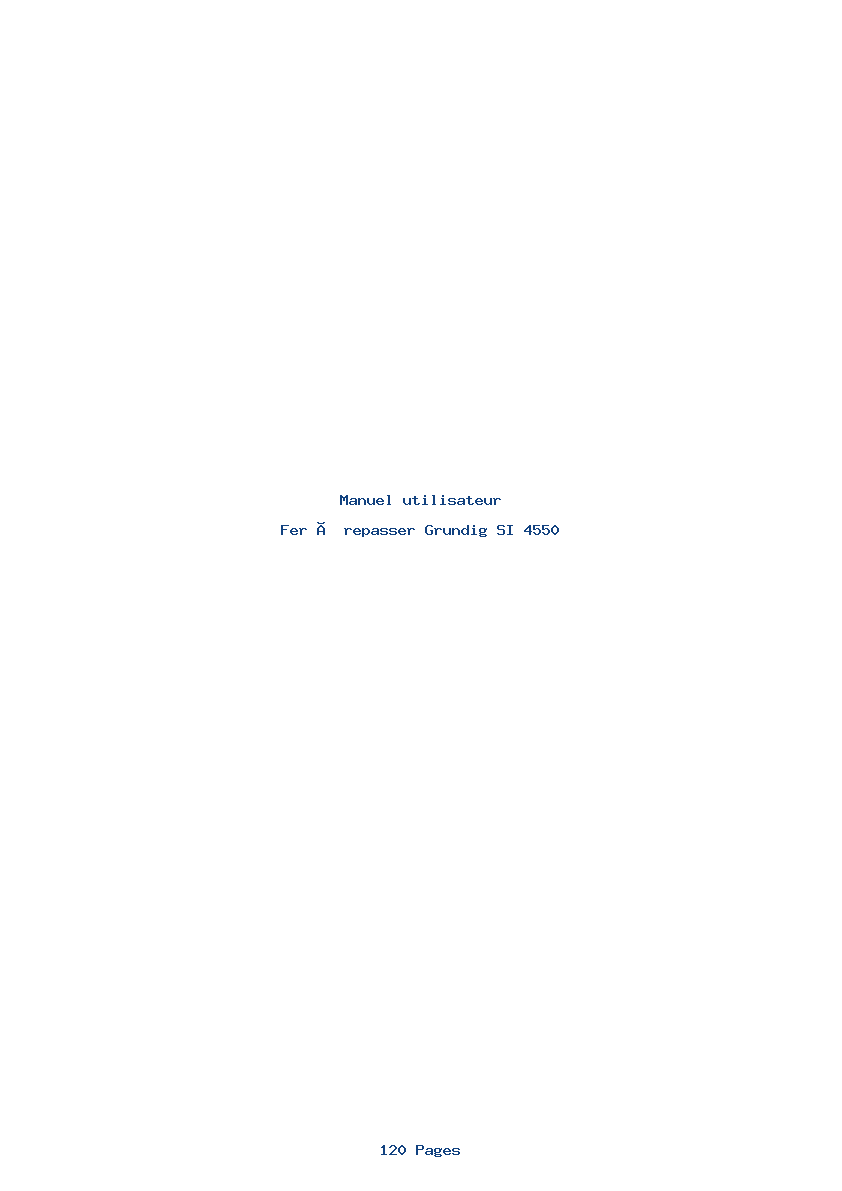 Page 1 de la notice Manuel utilisateur Grundig SI 4550