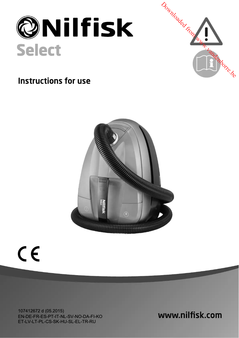 Page 1 de la notice Manuel utilisateur Nilfisk Select