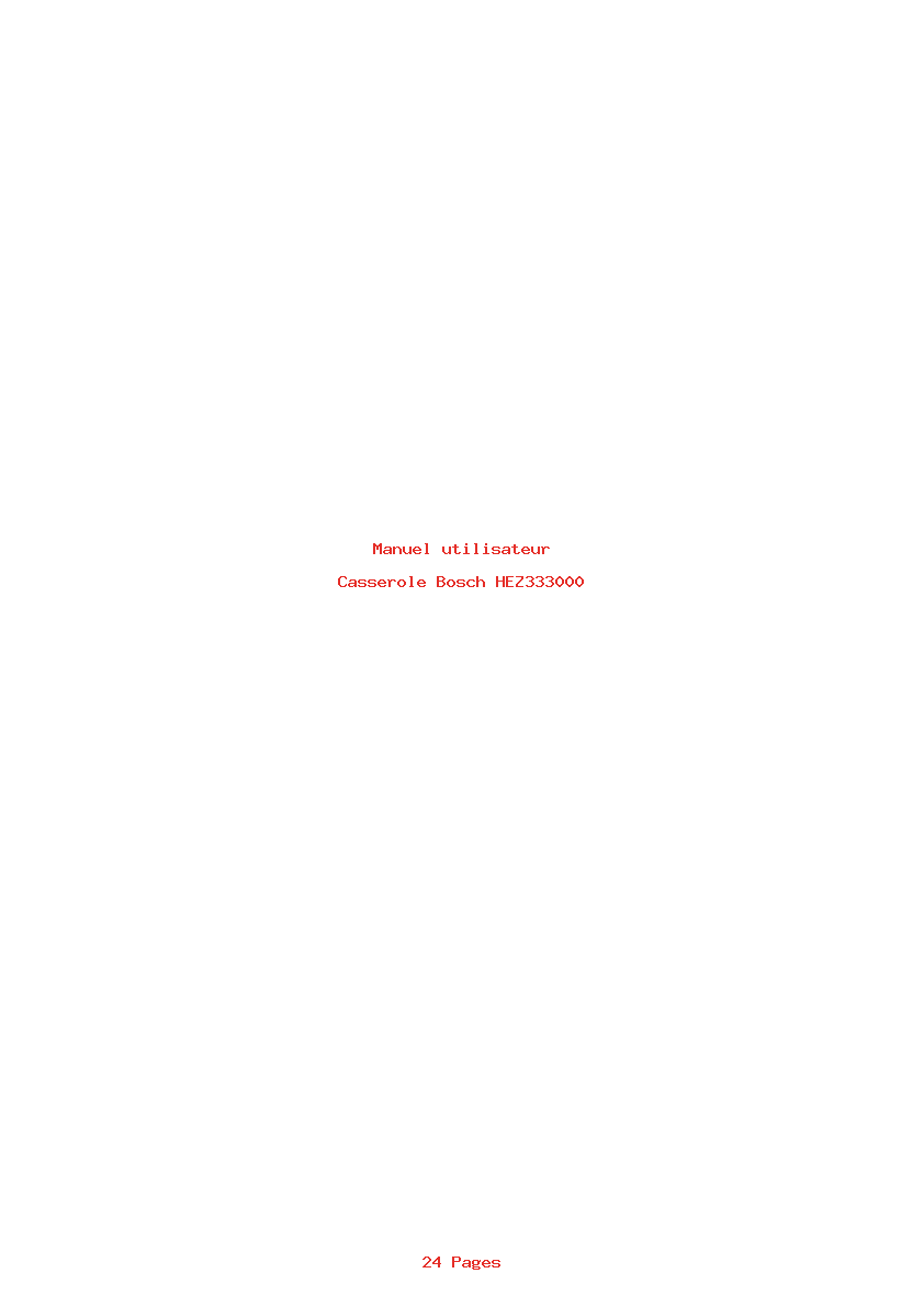 Page 1 de la notice Manuel utilisateur Bosch HEZ333000