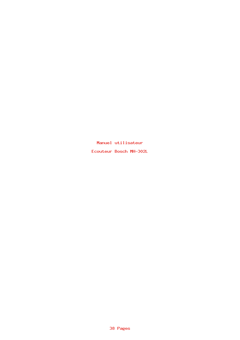 Page 1 de la notice Manuel utilisateur Bosch MH-302L