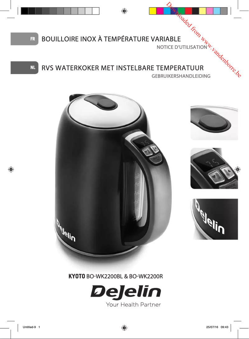 Page 1 de la notice Manuel utilisateur Dejelin Kyoto BO-WK2200BL