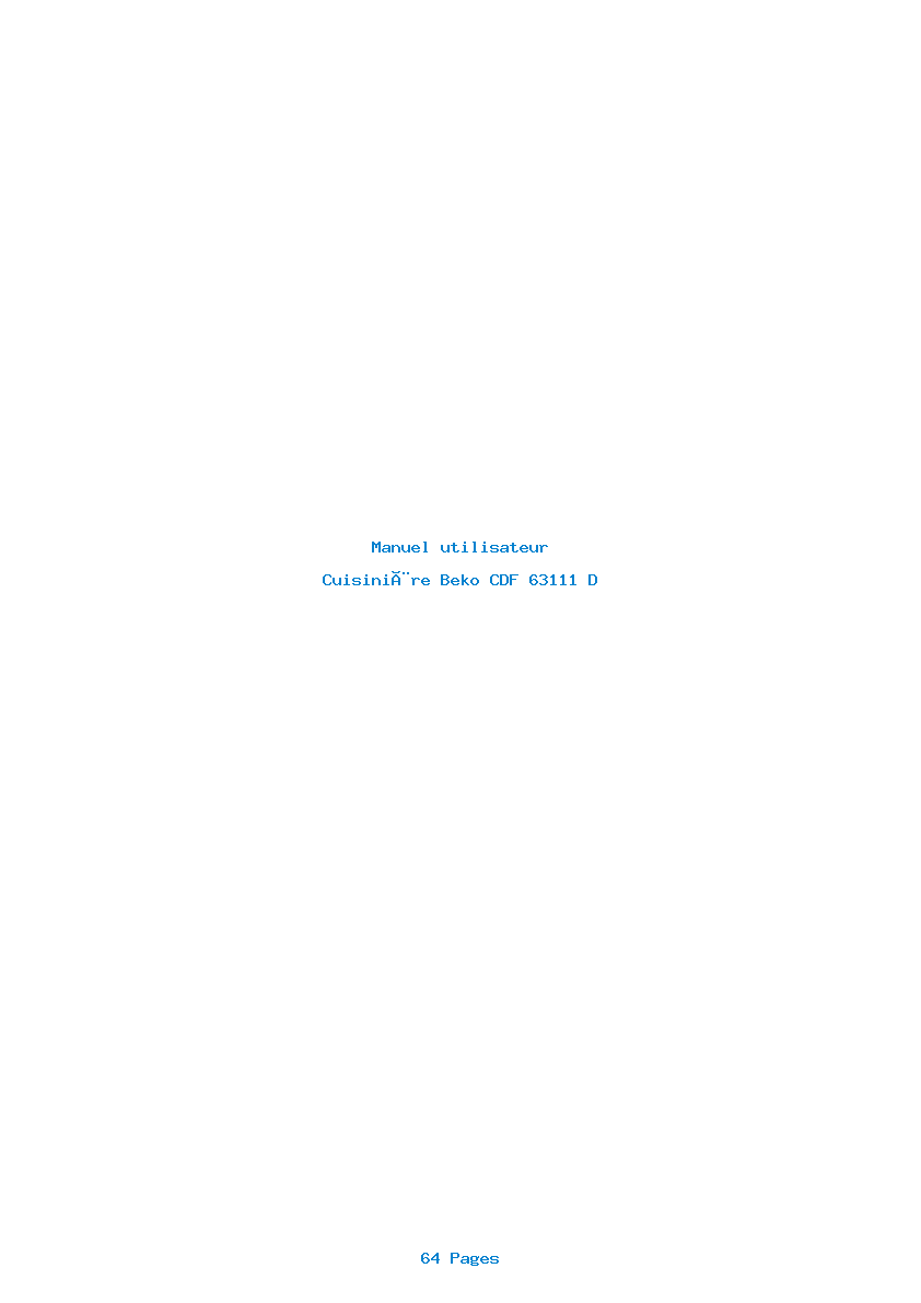 Page 1 de la notice Manuel utilisateur Beko CDF 63111 D