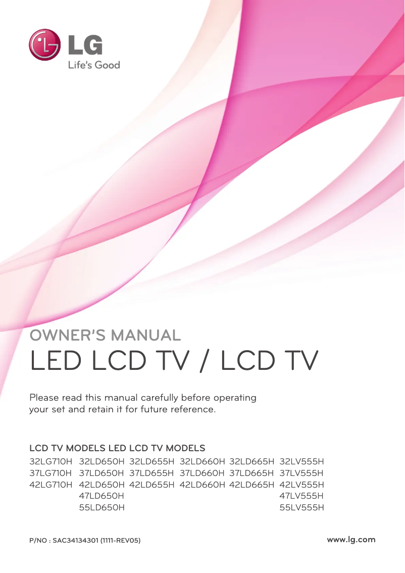 Page 1 de la notice Manuel utilisateur LG 55LV555H