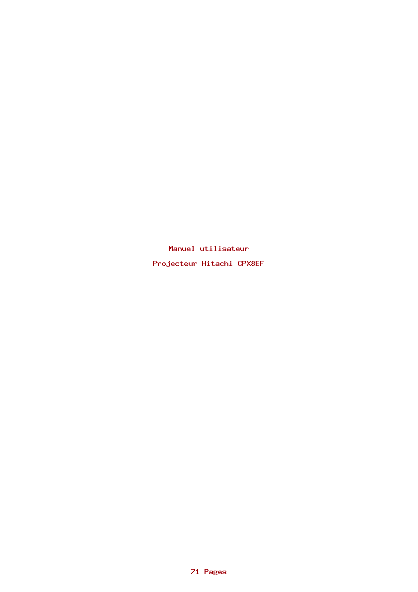 Page 1 de la notice Manuel utilisateur Hitachi CPX8EF