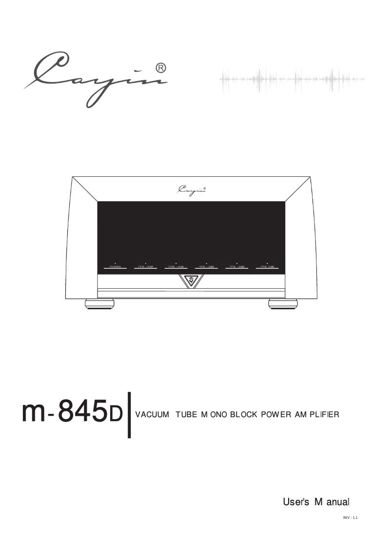 Page 1 de la notice Manuel utilisateur Cayin M-845D