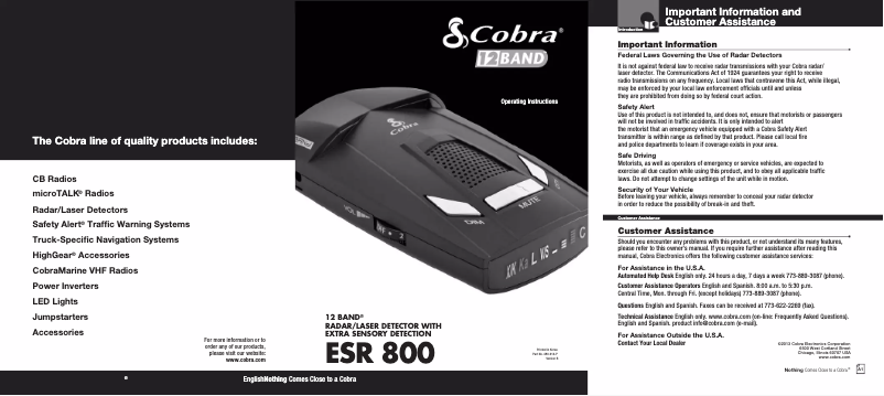 Página 1 del manual Manual de usuario Cobra ESR 800