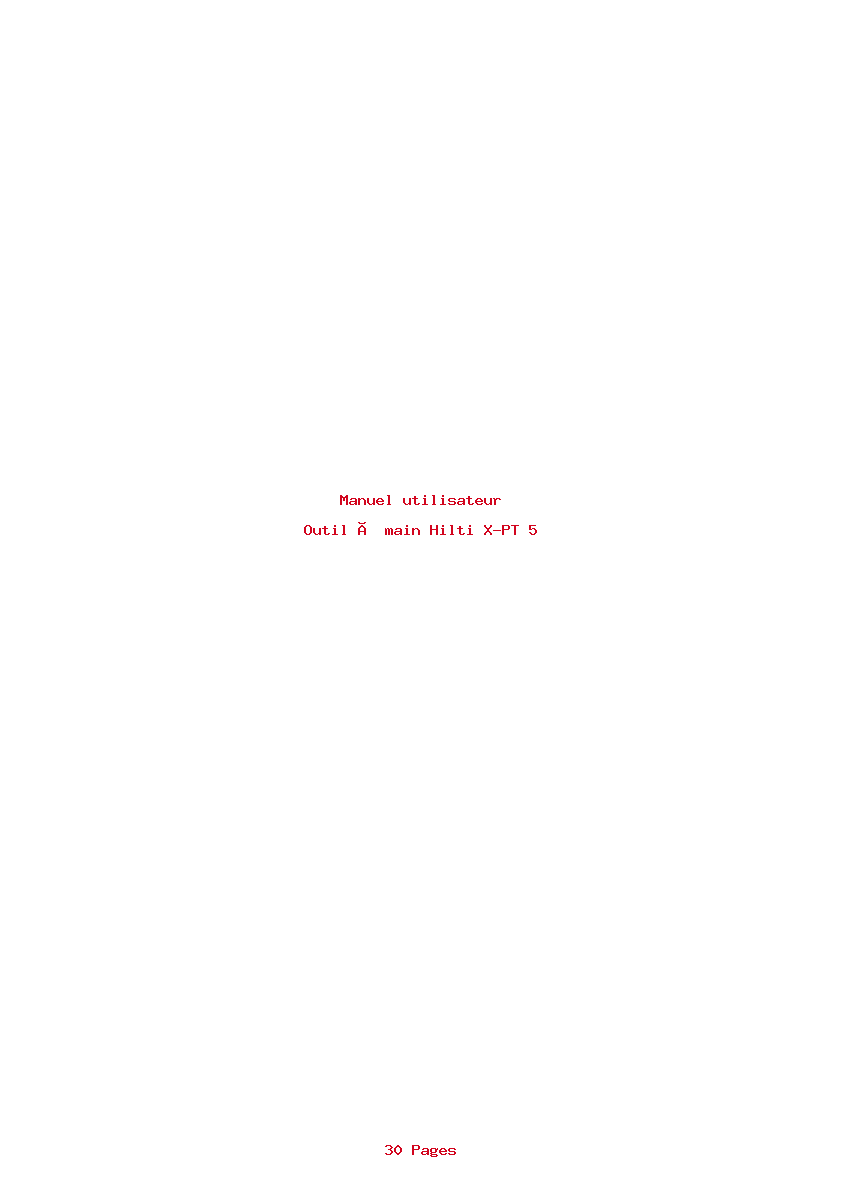 Page 1 de la notice Manuel utilisateur Hilti X-PT 5