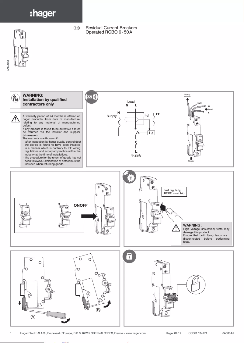 Page 1 de la notice Manuel utilisateur Hager ADC245B