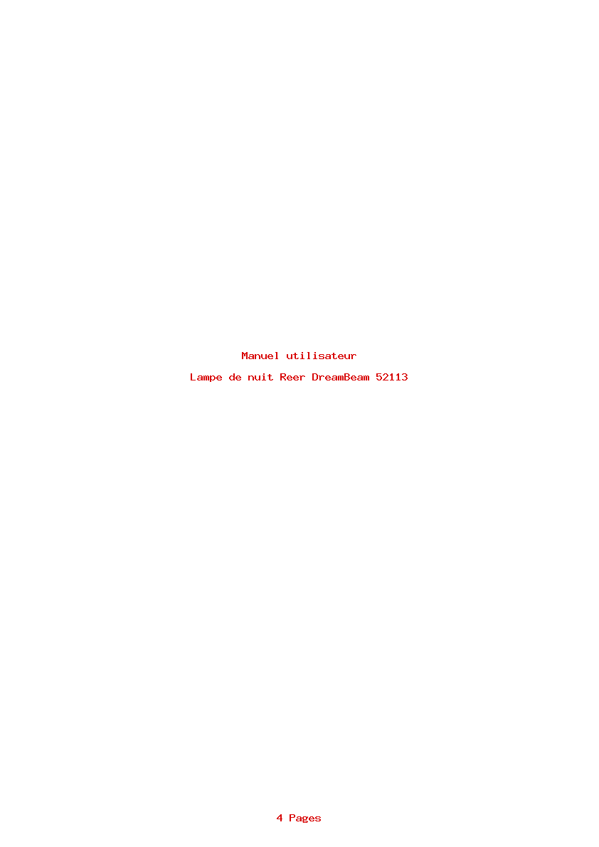 Page 1 de la notice Manuel utilisateur Reer DreamBeam 52113