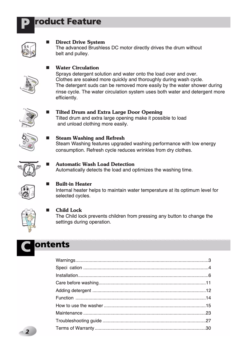 Page 1 de la notice Manuel utilisateur LG WD-12470BD