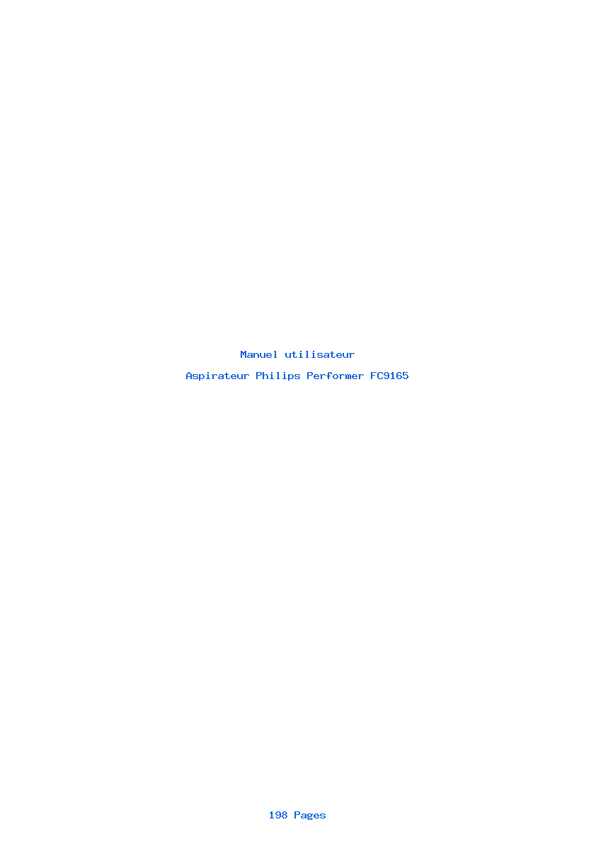 Page 1 de la notice Manuel utilisateur Philips Performer FC9165