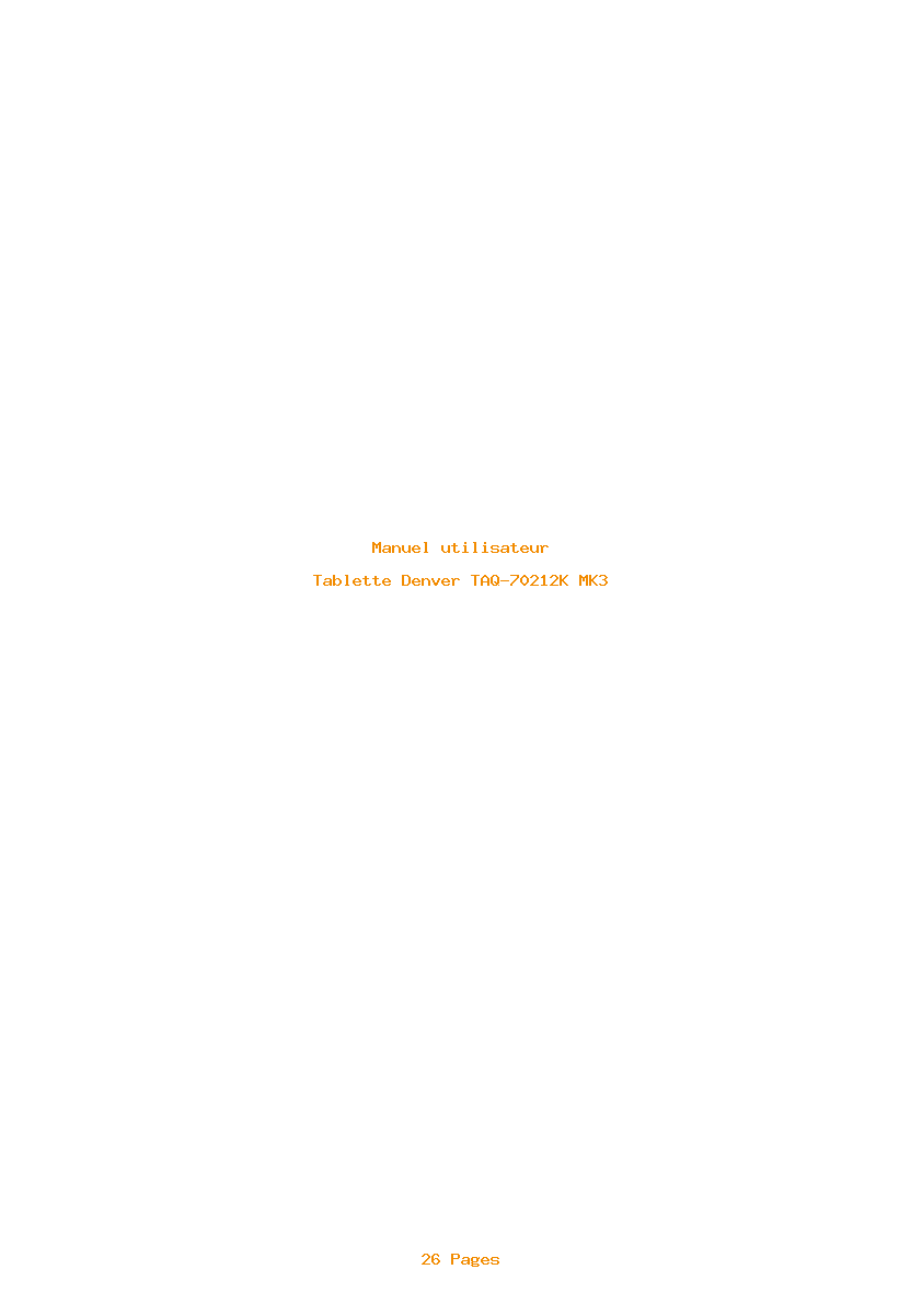 Page 1 de la notice Manuel utilisateur Denver TAQ-70212K MK3