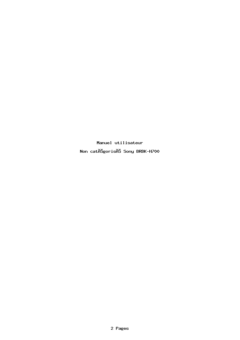 Page 1 de la notice Manuel utilisateur Sony BRBK-H700