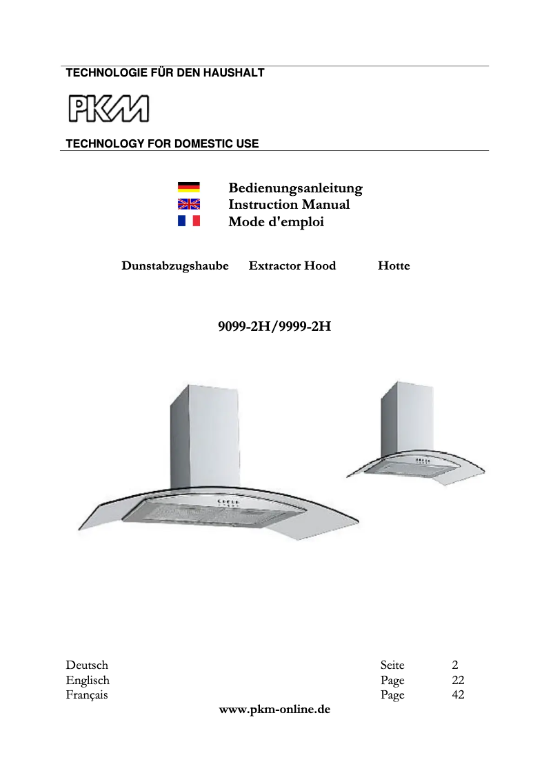Page 1 of the manual User Manual PKM 9999-2H