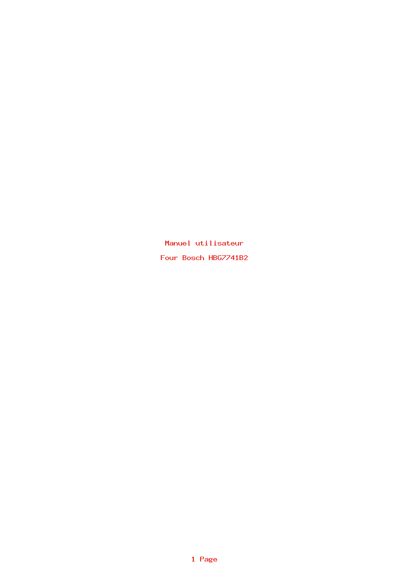 Page 1 de la notice Manuel utilisateur Bosch HBG7741B2