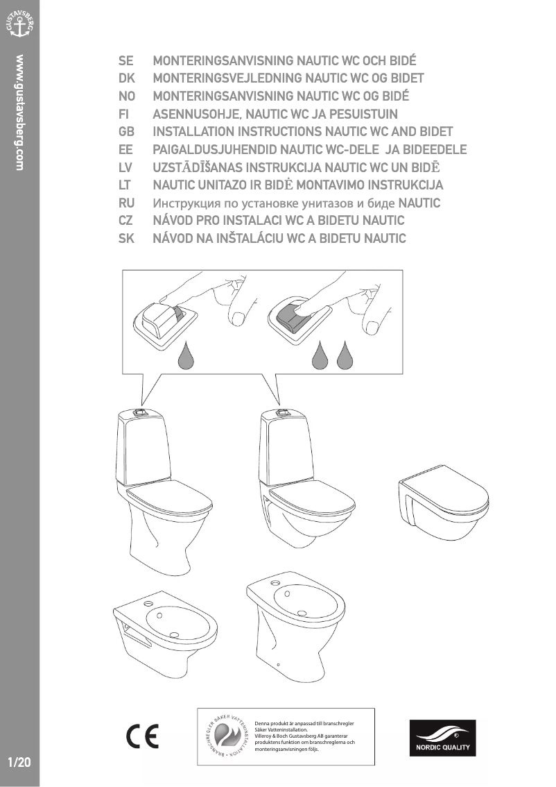 Page 1 de la notice Mode d'emploi Gustavsberg Nautic