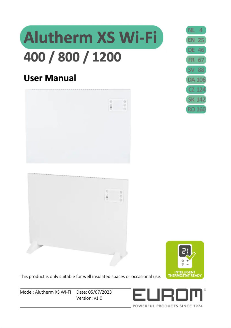 Page 1 of the manual User Manual Eurom Alutherm 1200XS Wifi