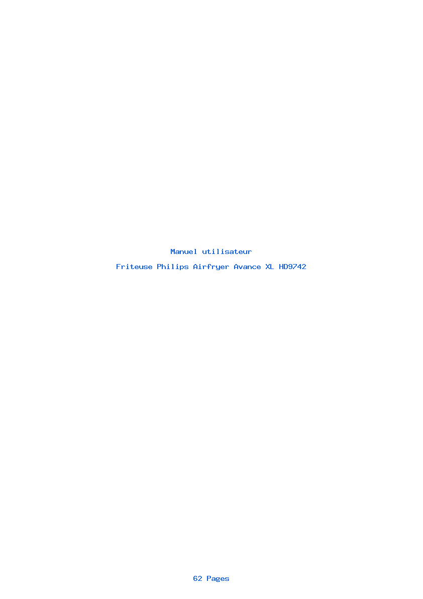 Page 1 de la notice Manuel utilisateur Philips Airfryer Avance XL HD9742