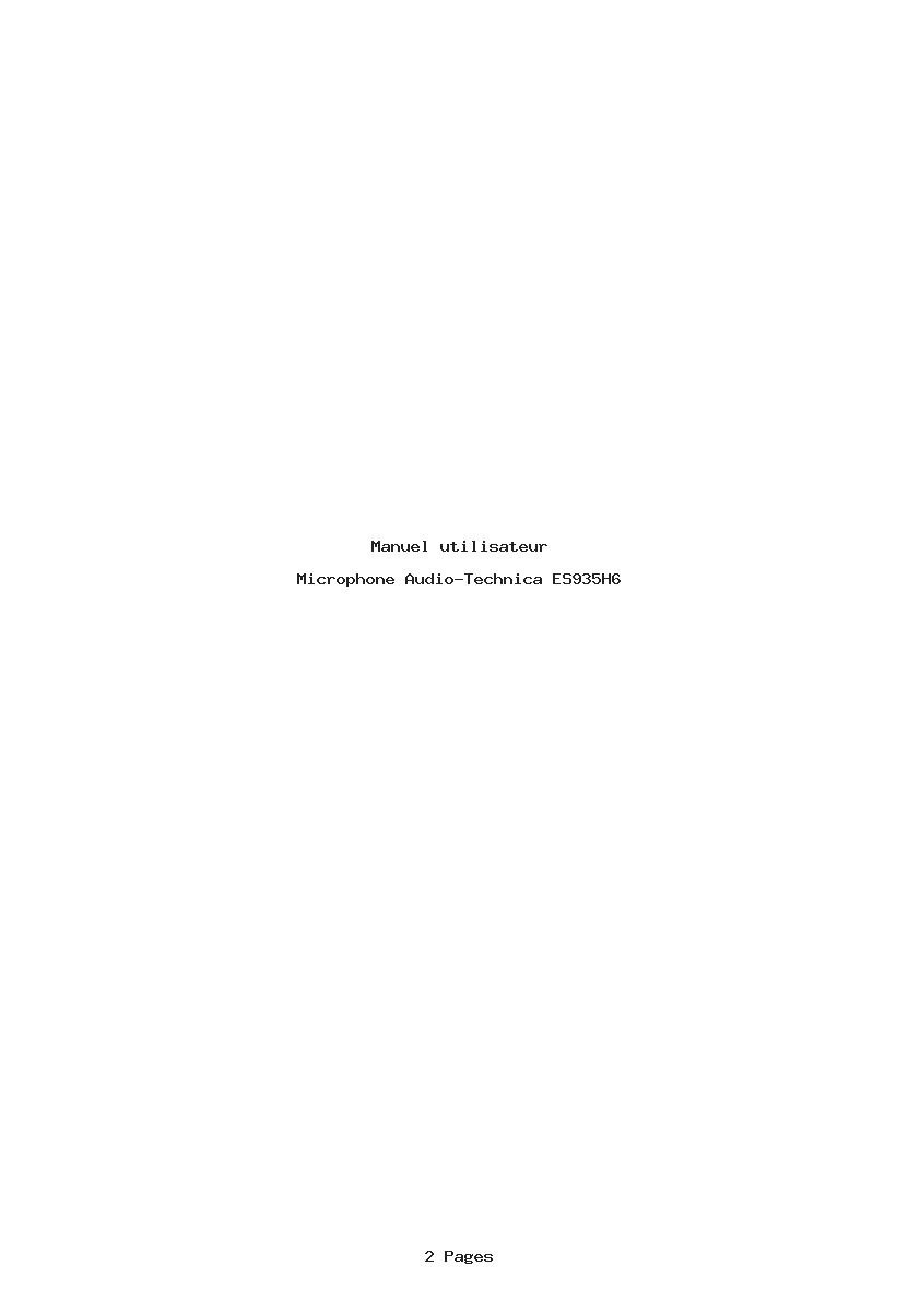 Page 1 de la notice Manuel utilisateur Audio-Technica ES935H6