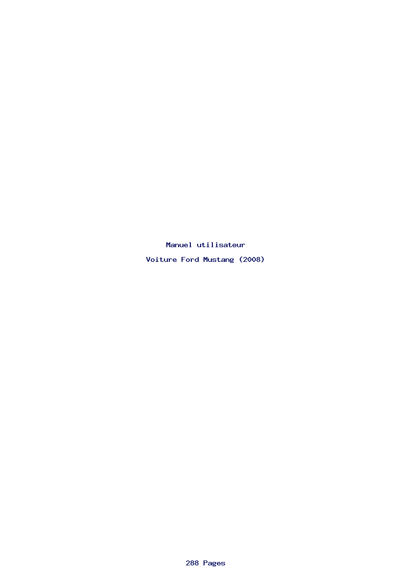 Page 1 de la notice Manuel utilisateur Ford Mustang (2008)