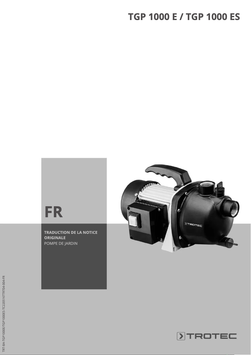 Page 1 de la notice Manuel utilisateur Trotec TGP 1000 ES