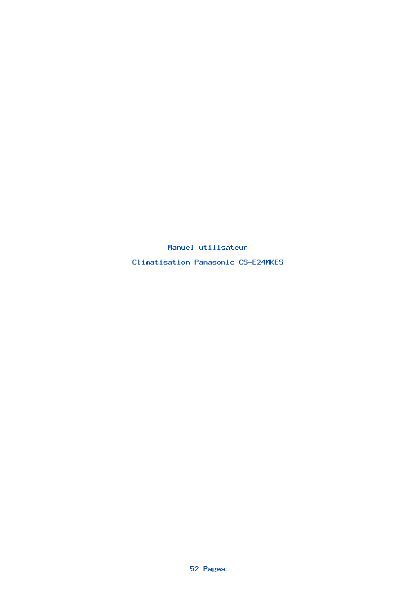 Page 1 de la notice Manuel utilisateur Panasonic CS-E24MKES