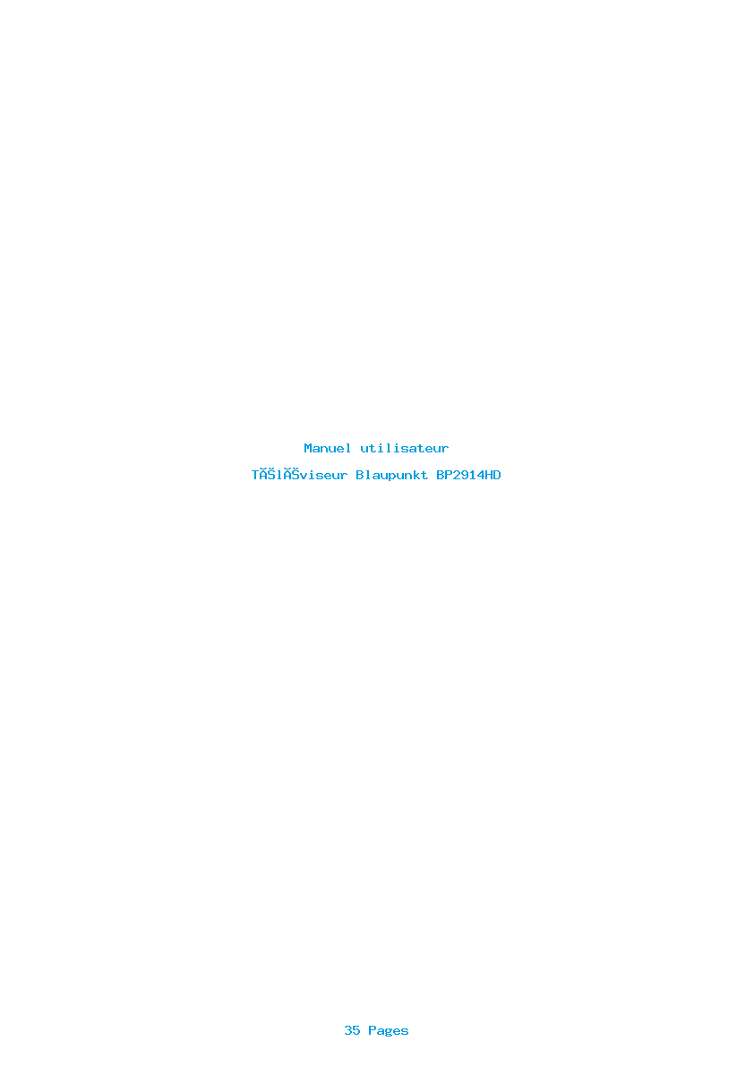 Page 1 de la notice Manuel utilisateur Blaupunkt BP2914HD