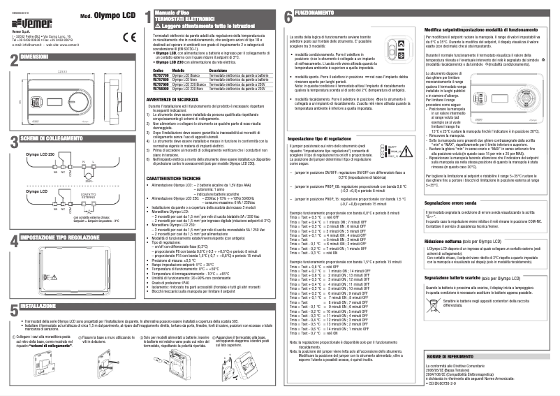 Page 1 de la notice Manuel utilisateur Vemer Olympo LCD