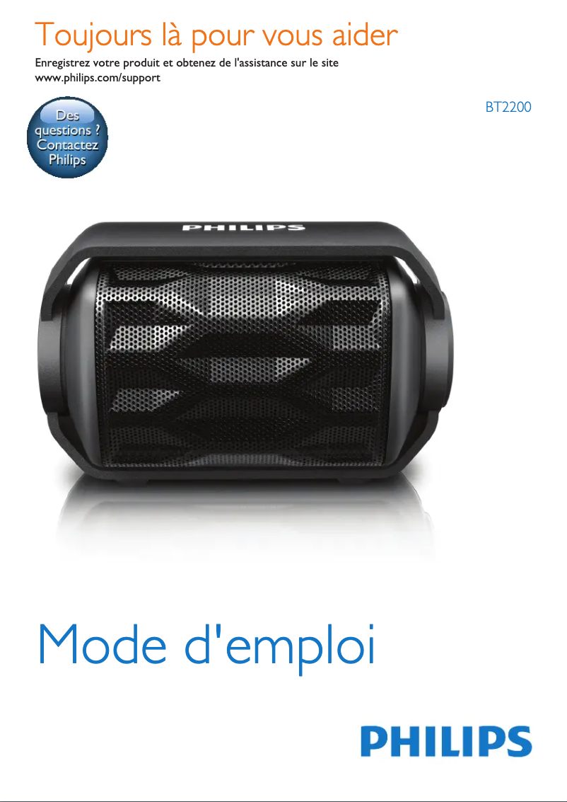 Page 1 de la notice Manuel utilisateur Philips BT2200B