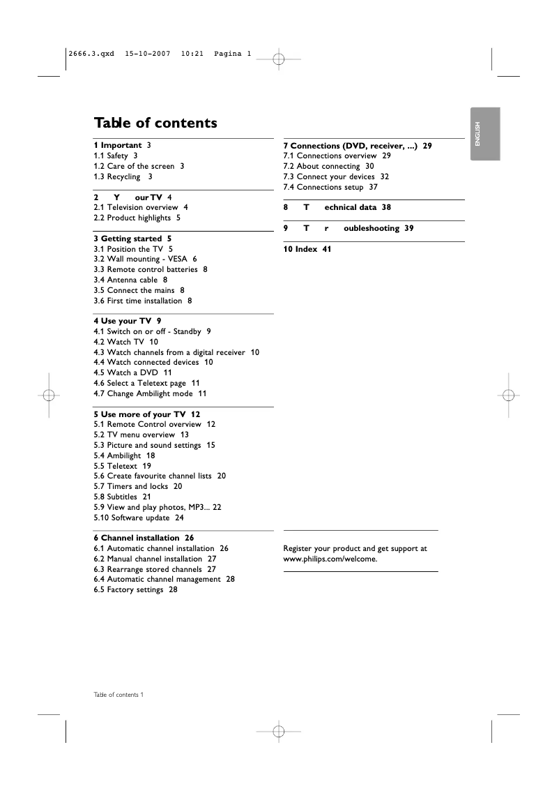 Page n°1 - Manuel utilisateur Philips 42PFL9532