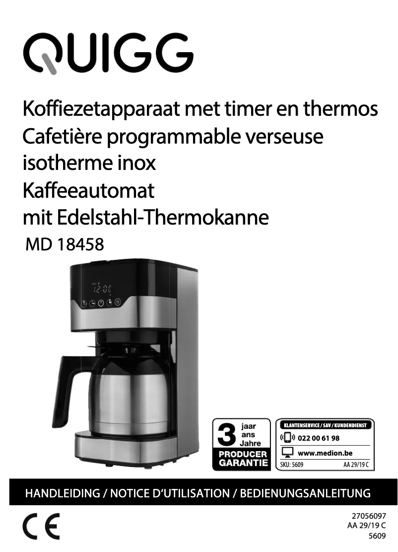 Page 1 de la notice Manuel utilisateur Quigg MD 18458