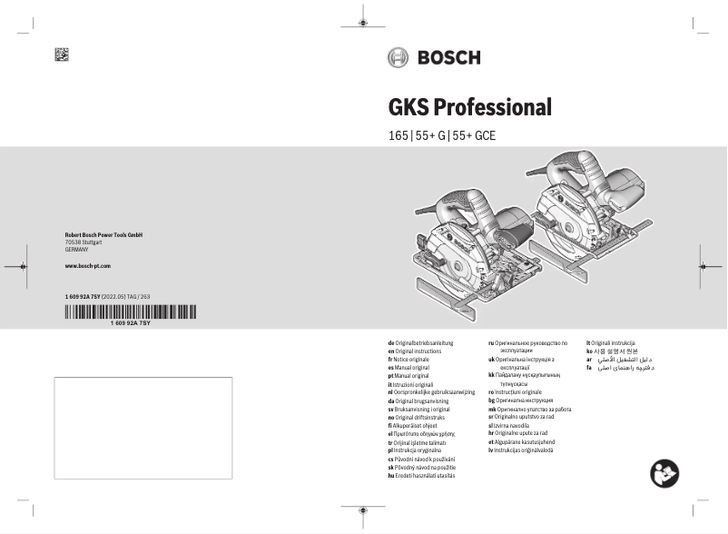 Page 1 de la notice Manuel utilisateur Bosch GKS 55+ G Professional