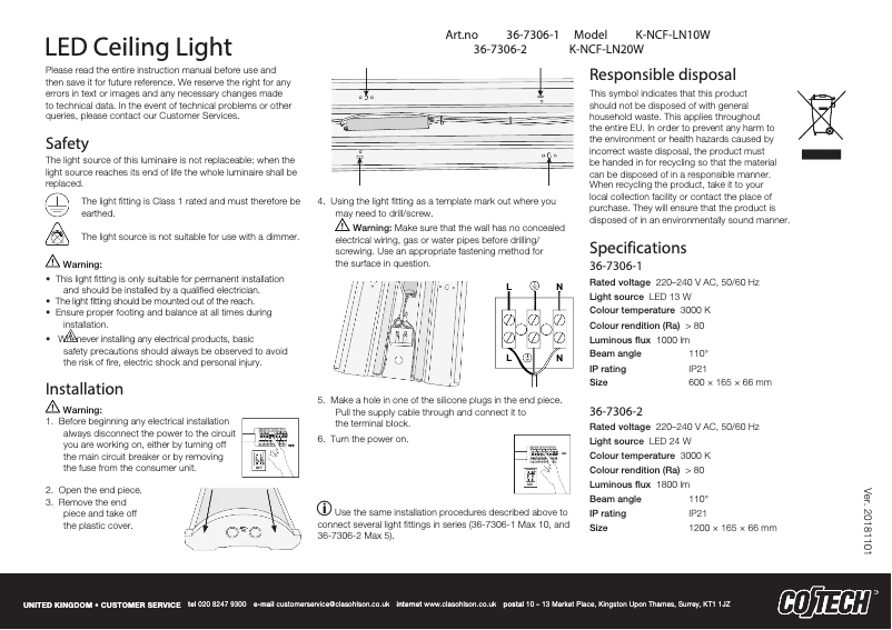 Page 1 de la notice Manuel utilisateur Cotech K-NCF-LN10W