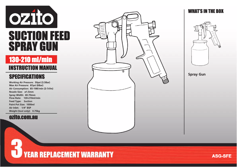 Page 1 de la notice Manuel utilisateur Ozito ASG-SFE