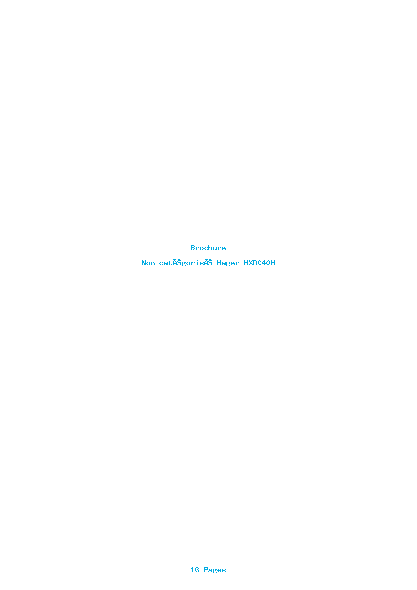 Page 1 de la notice Brochure Hager HXD040H