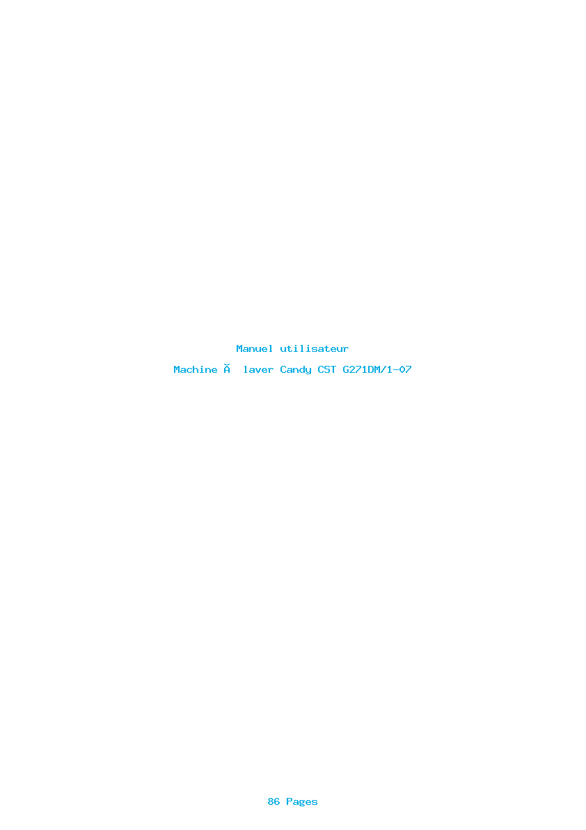 Page 1 de la notice Manuel utilisateur Candy CST G271DM/1-07